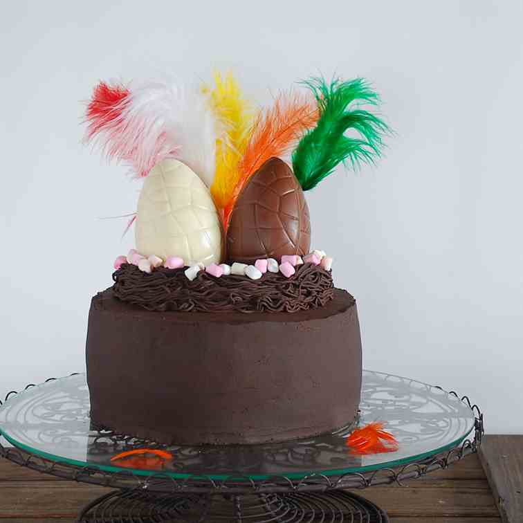 Easy chocolate nest easter cake