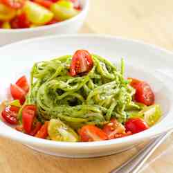 Cilantro Pesto Over Zucchini Noodles