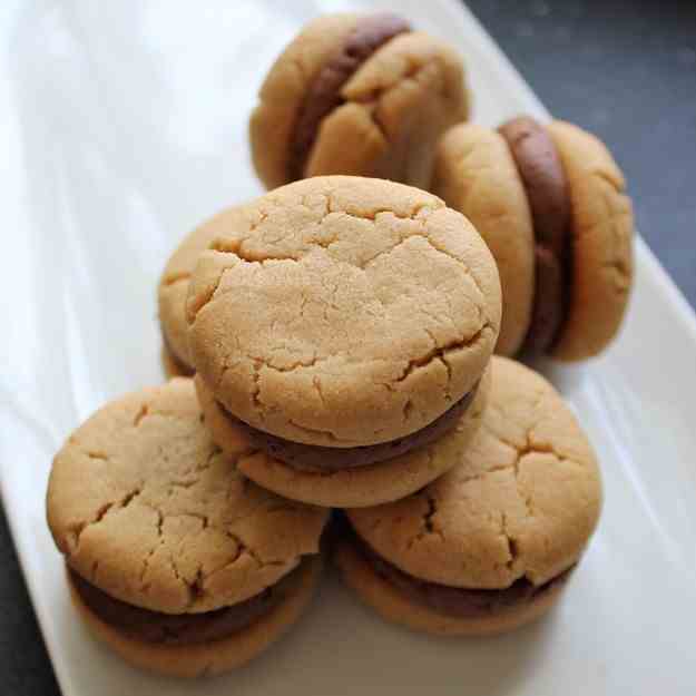 Peanut Butter Cookies with Whipped Ganache