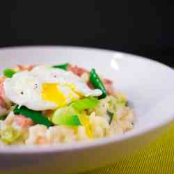 Leek and Pancetta Risotto with Egg