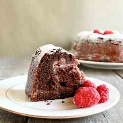 Chocolate Raspberry Swirl Bundt Cake