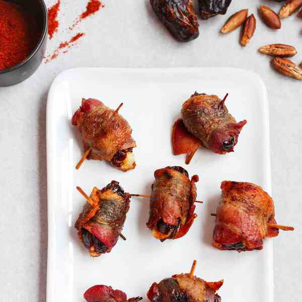 Chili Bacon Wrapped Dates with Manchego