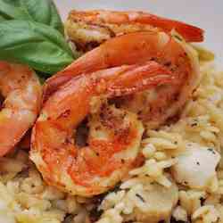 Grilled Prawns with Orzo