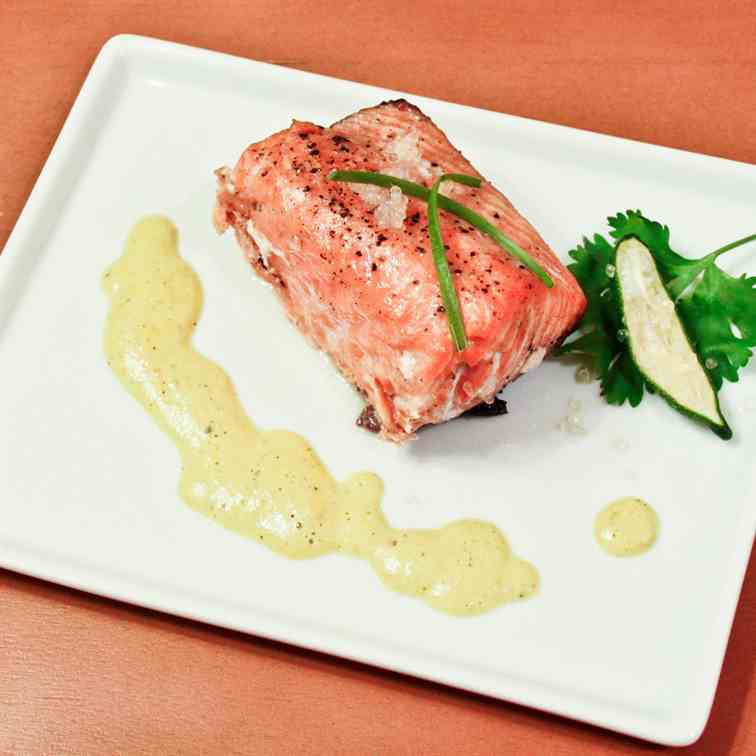 Grilled Salmon with Hatch Chile Cream 