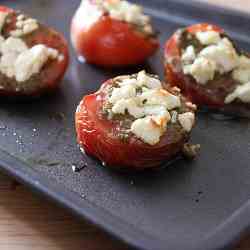 Roasted Tomatoes with Pesto & Goat Cheese