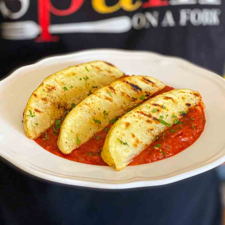 Grilled Potatoes in a Smoky Tomato Sauce