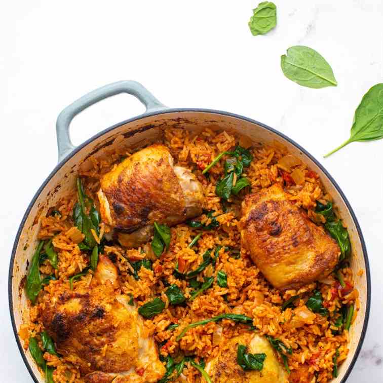 Chicken Paprika and Spanish Rice