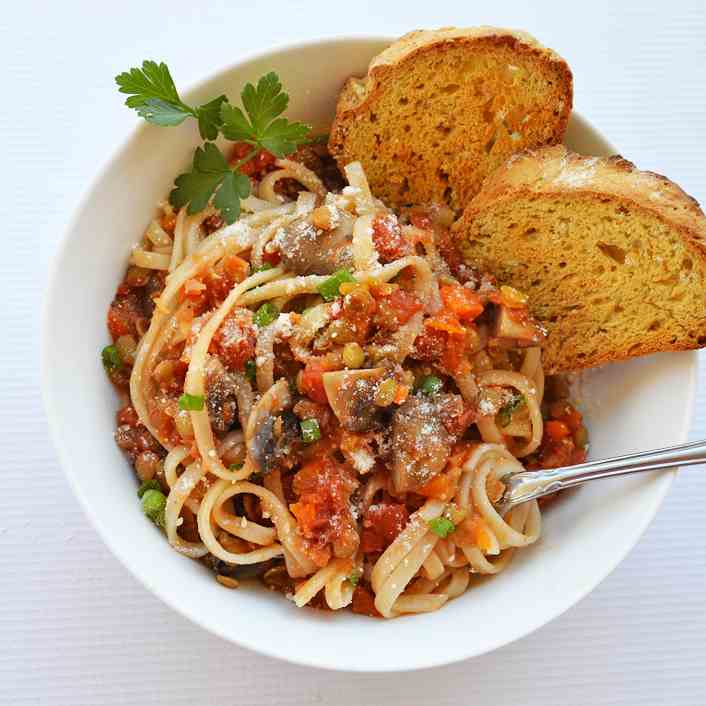 Vegan Lentil Mushroom Bolognese