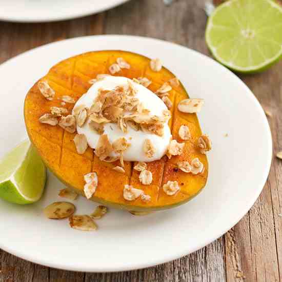 Broiled Mango with Greek Yogurt