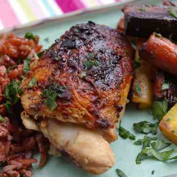 Fig Balsamic Chicken with Rainbow Carrots