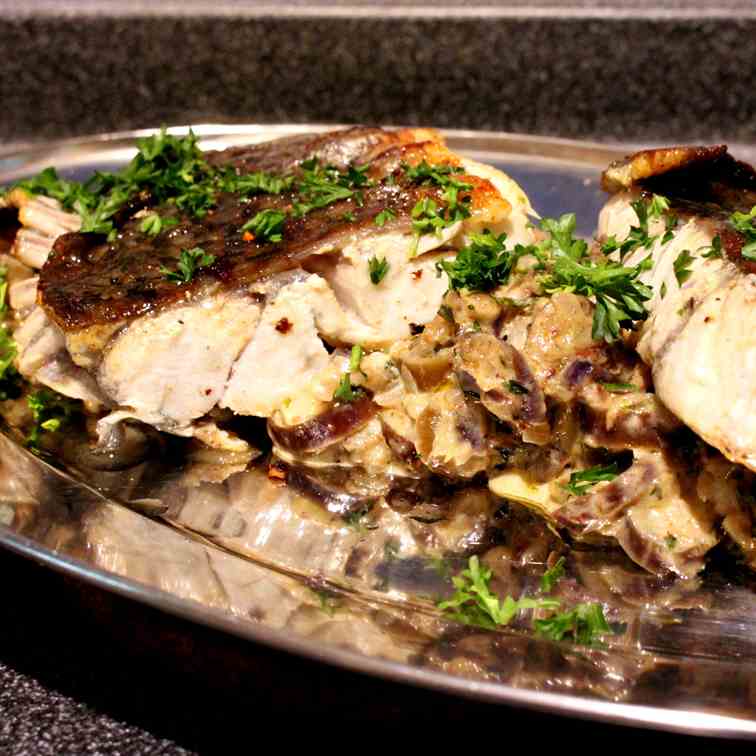 Haddock Fillets with Anchovy-Eggplant Sauc