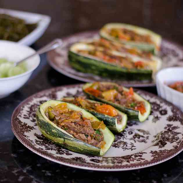 Quick and Simple Ropa Vieja Zucchini Boats