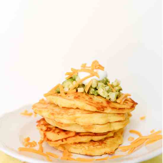 Savory Cornmeal Cheddar Pancakes