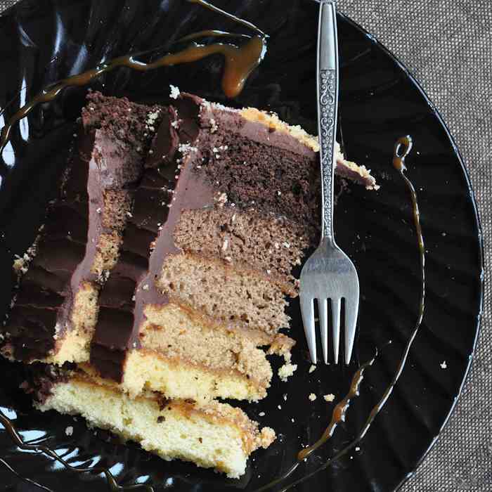 Chocolate and Caramel Ombre Cake