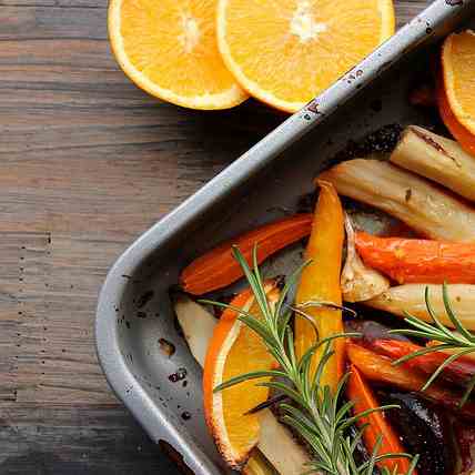 Roasted winter vegetables