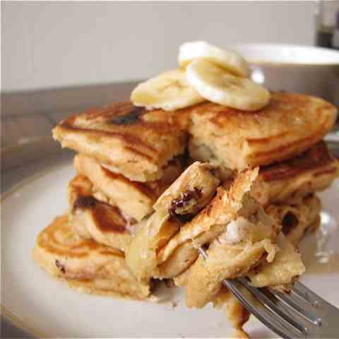 Chocolate Chip Banana Pancakes for One