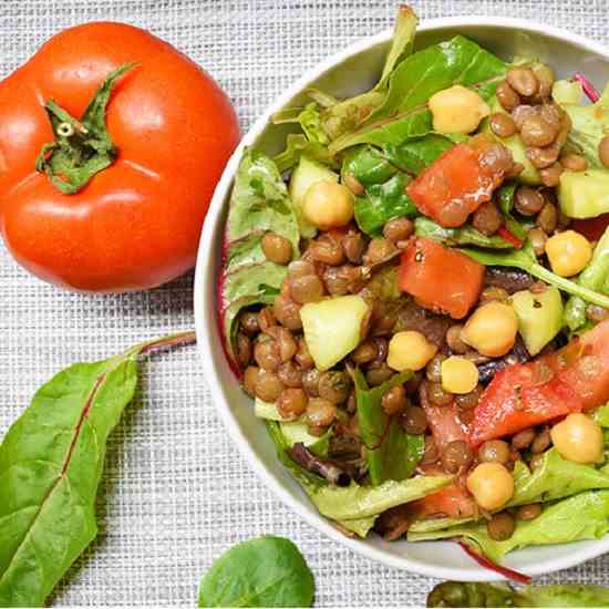 Vegan Lentil Mixed Greens Salad Recipe