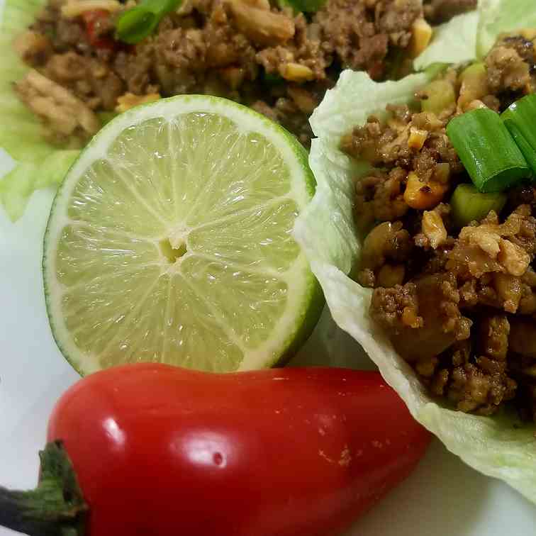 Asian-Style Pork - Turkey Lettuce Wraps