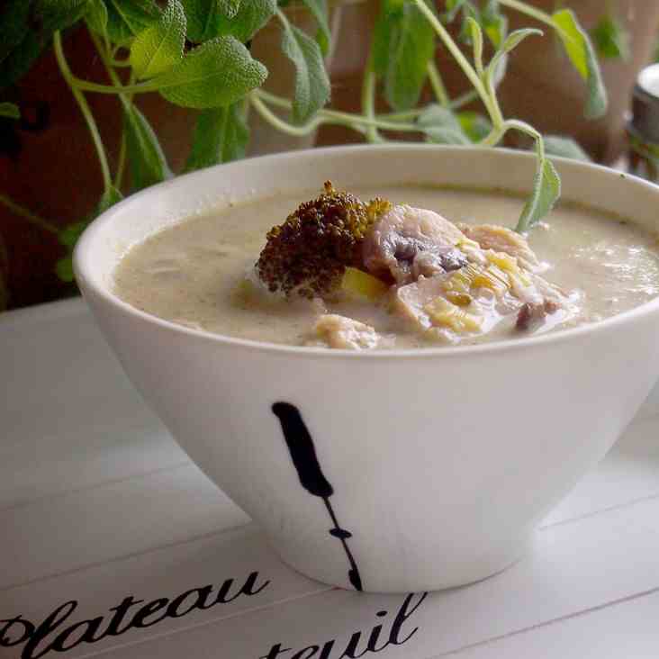 Chicken, leek and mushroom soup