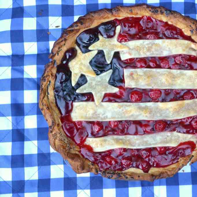 Cherry Blueberry Stars and Stripes Pie