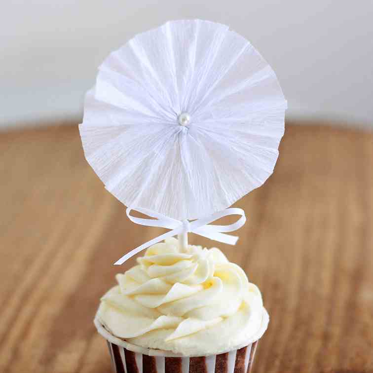 Crepe Paper Fan Cupcake Topper Tutorial