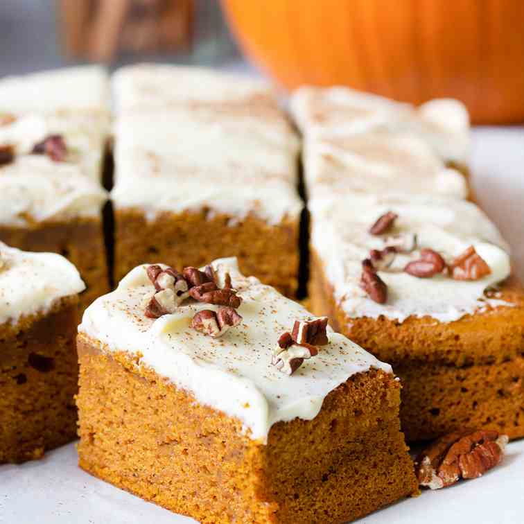 Pumpkin Sheet Cake With Cream Cheese Frost