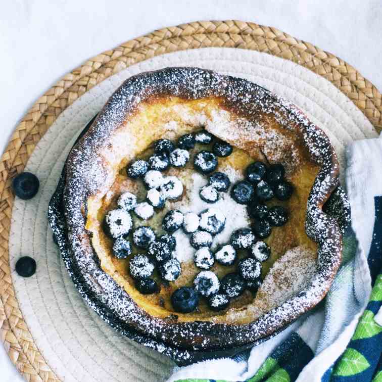 Dutch baby with blueberries