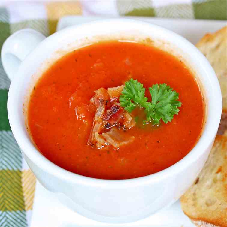 Silky Tomato Soup with Bacon