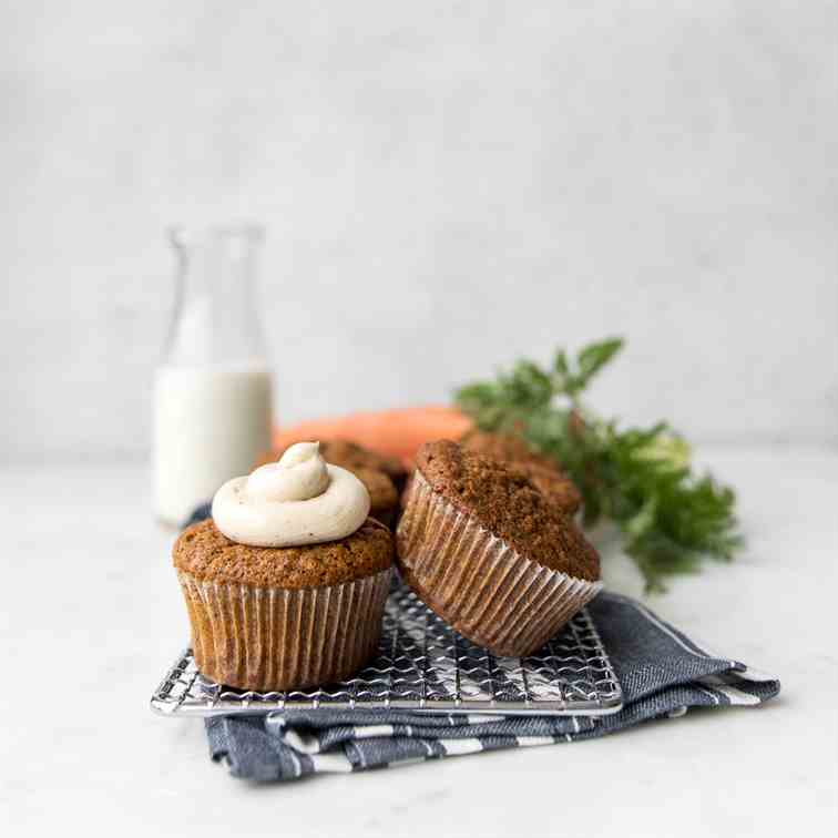 Carrot Cake Muffins with Brown Buttercream