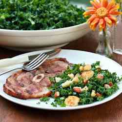 Grilled Ham Steaks with Southern Kale Sala