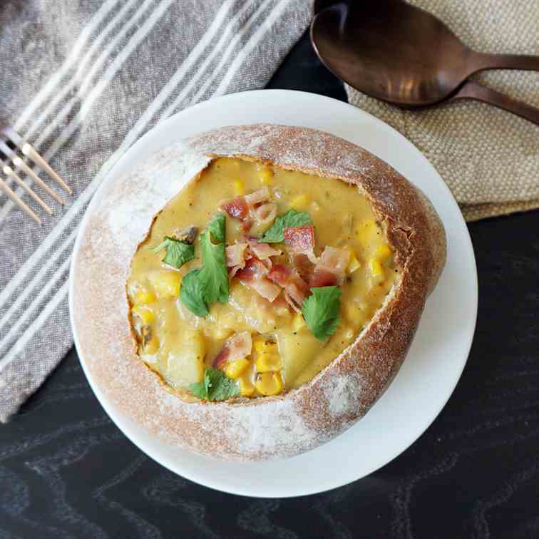 Bacon and roasted corn chowder