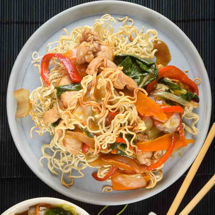 Electric Skillet Crunchy Chow Mein Noodles